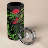 New Zealand Chameleon and Gecko 4 in 1 Can Cooler Tumbler Maori Silver Fern and Pohutukawa Decoration