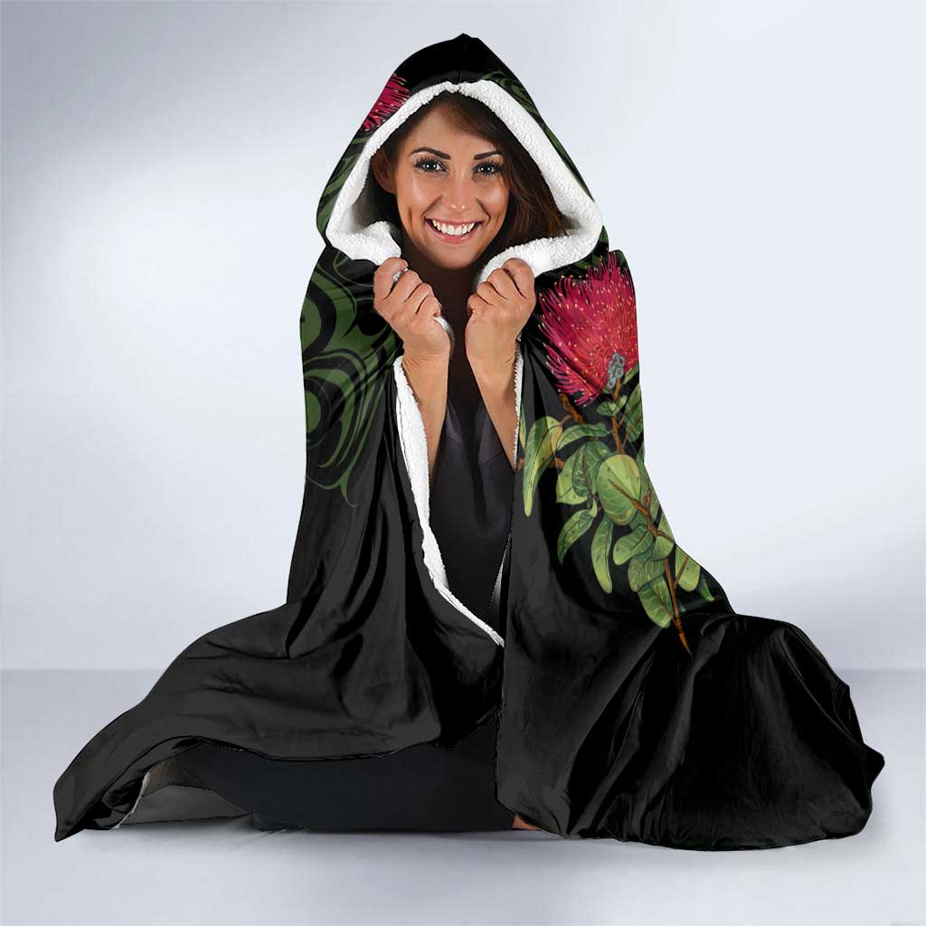 New Zealand Chameleon and Gecko Hooded Blanket Maori Silver Fern and Pohutukawa Decoration