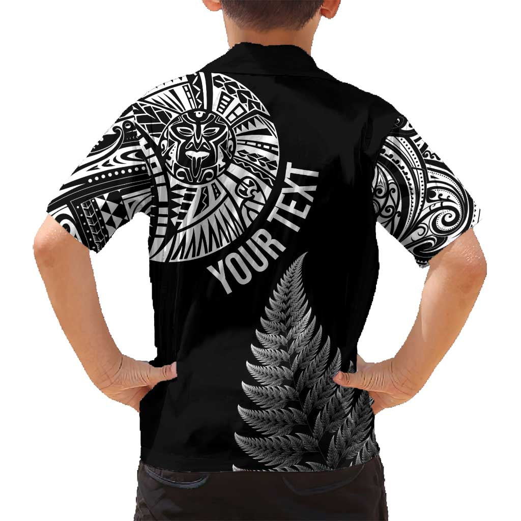 Personalised New Zealand Maori Art Tattoo and Silver Fern Family Matching Long Sleeve Bodycon Dress and Hawaiian Shirt