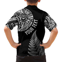Personalised New Zealand Maori Art Tattoo and Silver Fern Family Matching Long Sleeve Bodycon Dress and Hawaiian Shirt