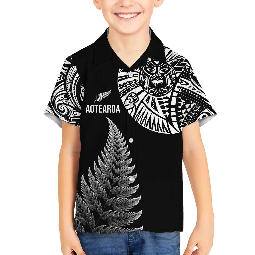 Personalised New Zealand Maori Art Tattoo and Silver Fern Family Matching Long Sleeve Bodycon Dress and Hawaiian Shirt