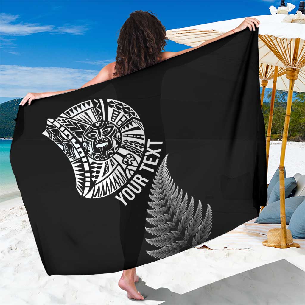 Personalised New Zealand Maori Art Tattoo and Silver Fern Sarong LT03 One Size 44 x 66 inches Black - Polynesian Pride