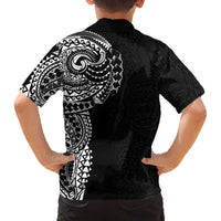 Polynesian Art Traditional Tattoo Pattern Family Matching Off Shoulder Short Dress and Hawaiian Shirt