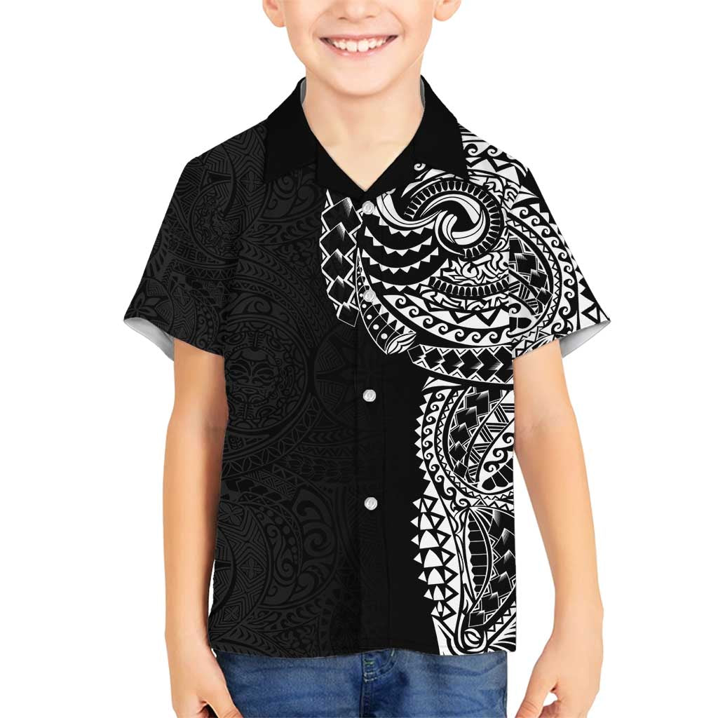 Polynesian Art Traditional Tattoo Pattern Family Matching Tank Maxi Dress and Hawaiian Shirt LT03 Son's Shirt Black - Polynesian Pride
