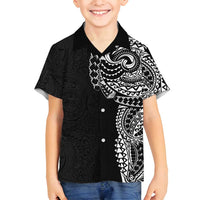 Polynesian Art Traditional Tattoo Pattern Family Matching Tank Maxi Dress and Hawaiian Shirt LT03 Son's Shirt Black - Polynesian Pride