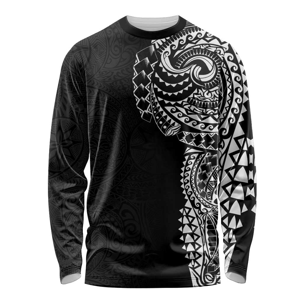 Polynesian Art Traditional Tattoo Pattern Long Sleeve Shirt LT03 Unisex Black - Polynesian Pride