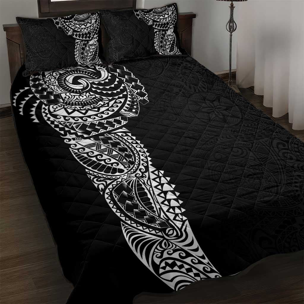 Polynesian Art Traditional Tattoo Pattern Quilt Bed Set LT03 Black - Polynesian Pride