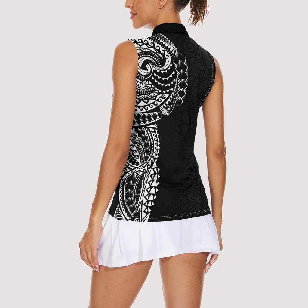 Polynesian Art Traditional Tattoo Pattern Women Sleeveless Polo Shirt