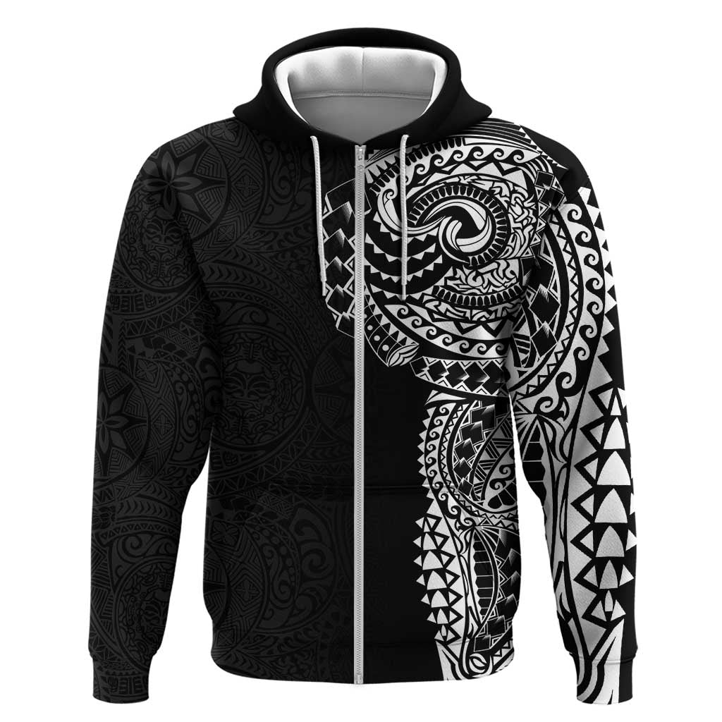 Polynesian Art Traditional Tattoo Pattern Zip Hoodie LT03 Zip Hoodie Black - Polynesian Pride