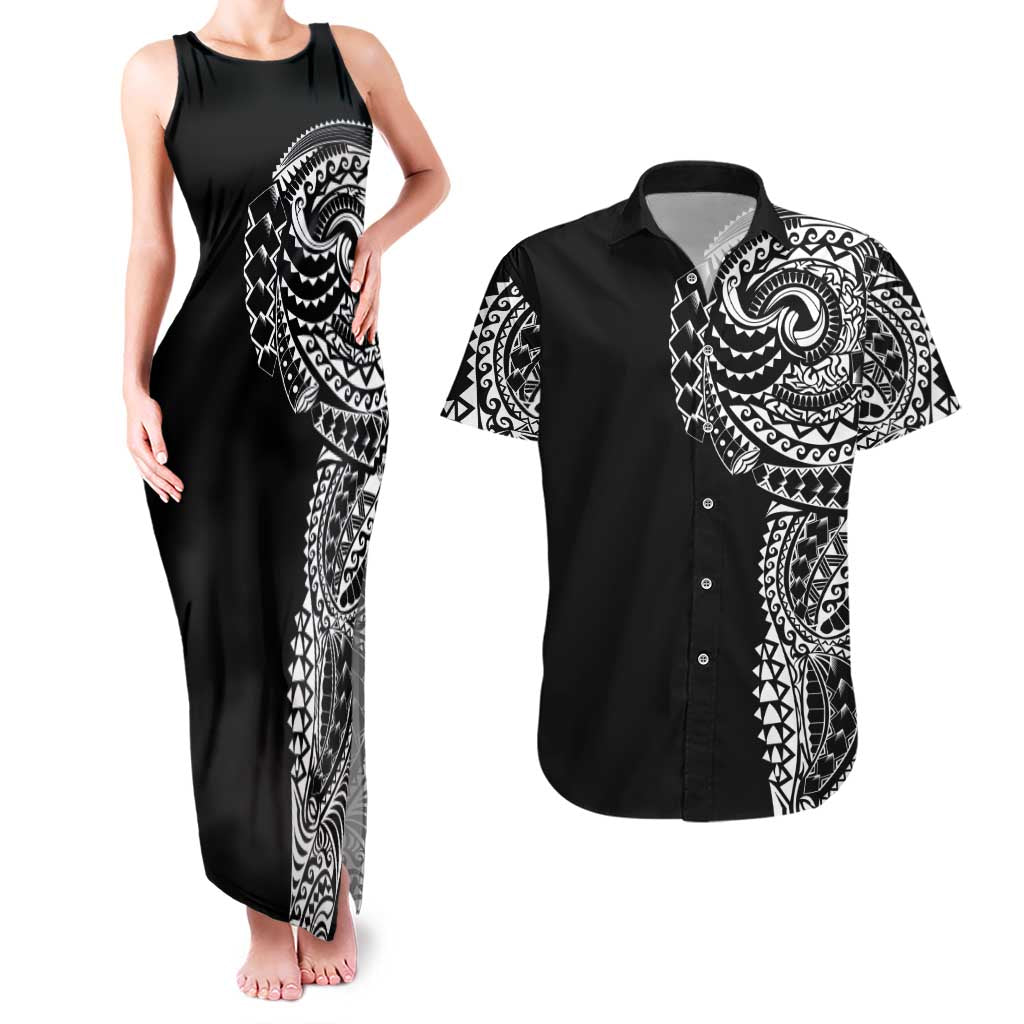 Polynesian Art Traditional Tattoo Couples Matching Tank Maxi Dress and Hawaiian Shirt Simple Style