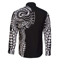 Polynesian Art Traditional Tattoo Family Matching Off The Shoulder Long Sleeve Dress and Hawaiian Shirt Simple Style