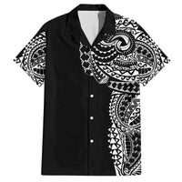 Polynesian Art Traditional Tattoo Family Matching Off Shoulder Short Dress and Hawaiian Shirt Simple Style
