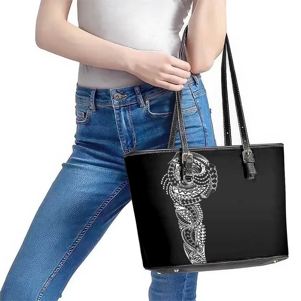 Polynesian Art Traditional Tattoo Leather Tote Bag Simple Style