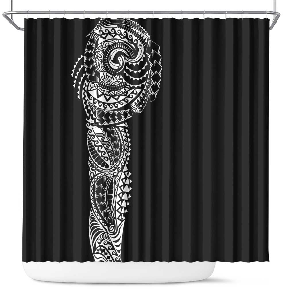 Polynesian Art Traditional Tattoo Shower Curtain Simple Style LT03 Black - Polynesian Pride
