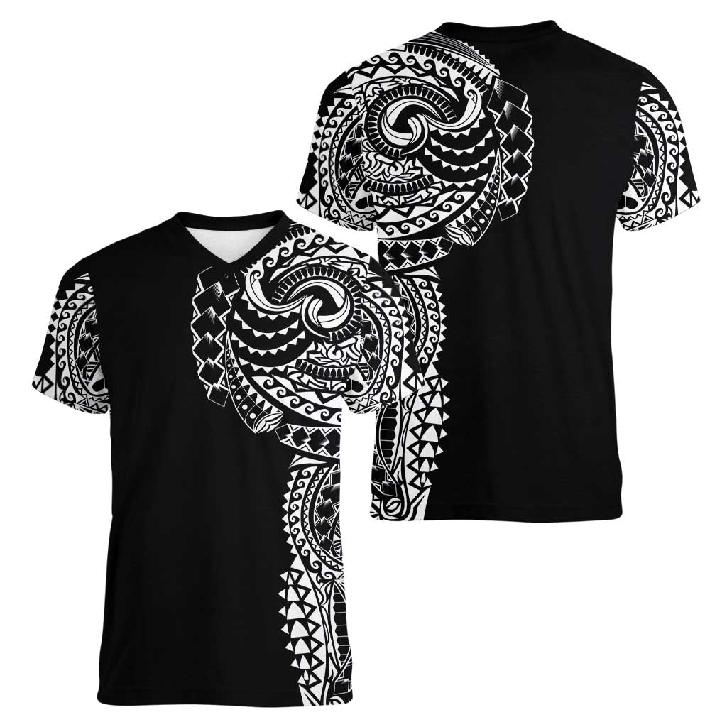 Polynesian Art Traditional Tattoo Women V-Neck T-Shirt Simple Style
