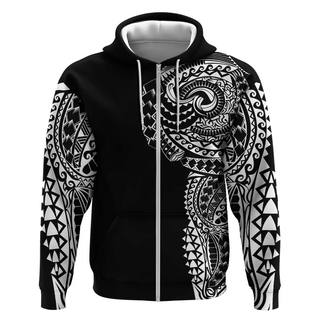 Polynesian Art Traditional Tattoo Zip Hoodie Simple Style LT03 Zip Hoodie Black - Polynesian Pride