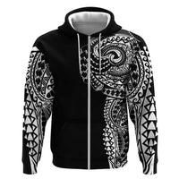 Polynesian Art Traditional Tattoo Zip Hoodie Simple Style LT03 Zip Hoodie Black - Polynesian Pride