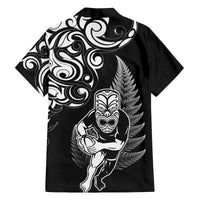 New Zealand Maori Warrior Rugby Family Matching Off The Shoulder Long Sleeve Dress and Hawaiian Shirt Silver Fern