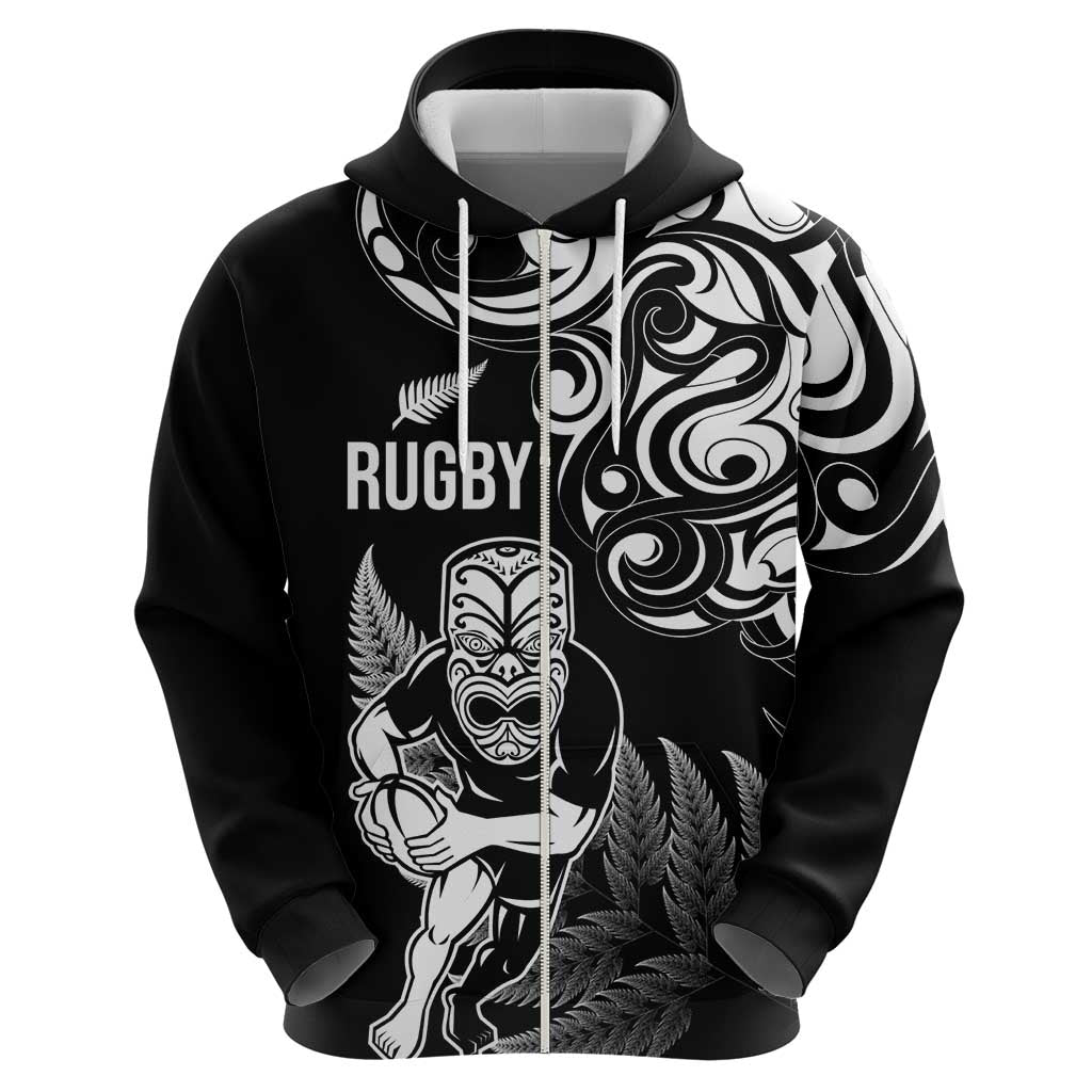 New Zealand Maori Warrior Rugby Hoodie Silver Fern