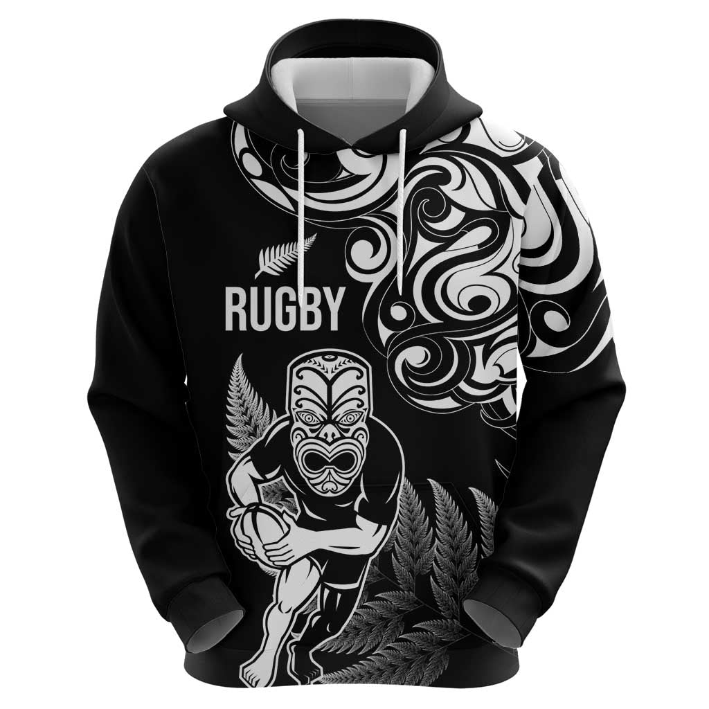 New Zealand Maori Warrior Rugby Zip Hoodie Silver Fern
