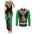 Custom PNG Mendi Muruks Rugby Couples Matching Tank Maxi Dress and Long Sleeve Button Shirts The Cassowary Head and PNG Bird Polynesian Tattoo LT03 Green - Polynesian Pride