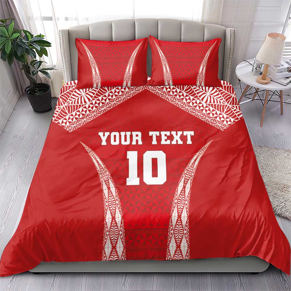 Custom Tonga Pacific Rugby 2024 Bedding Set Ngatu Tribal Pattern
