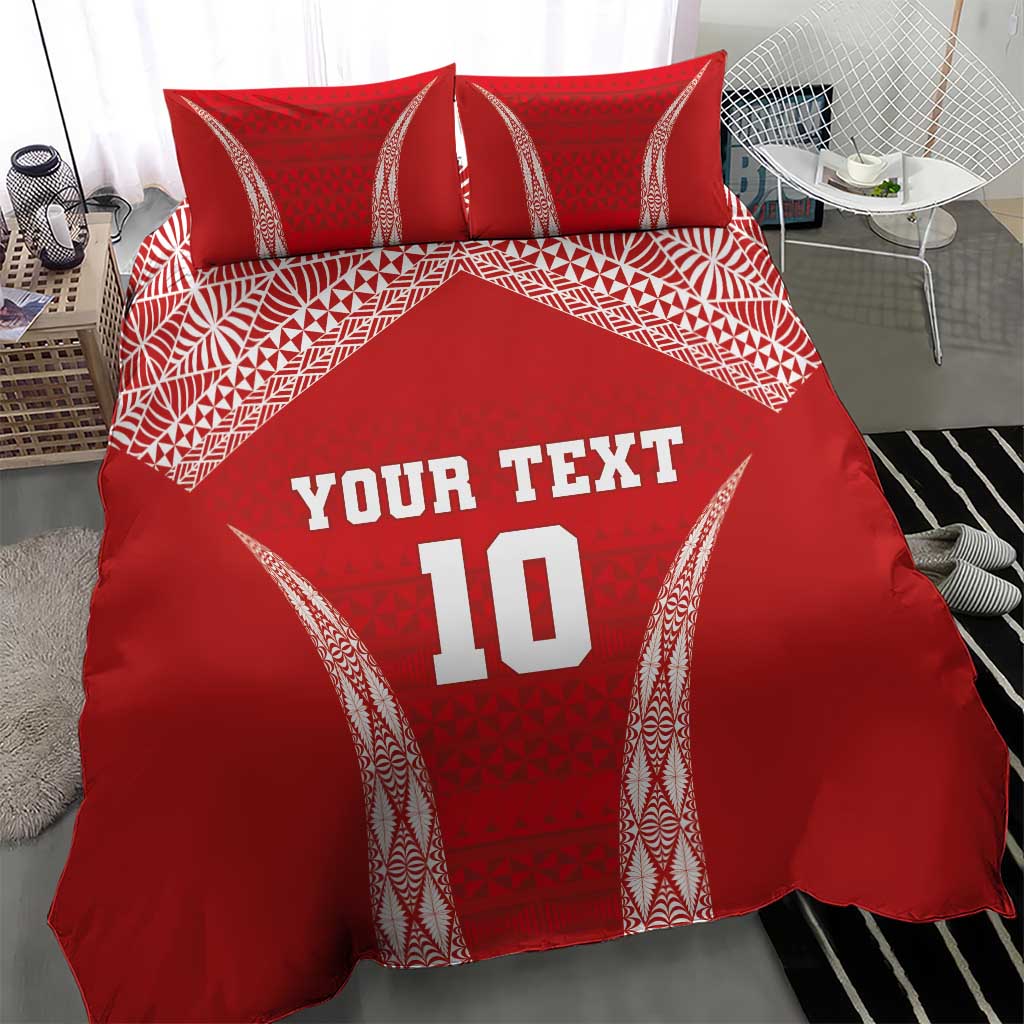 Custom Tonga Pacific Rugby 2024 Bedding Set Ngatu Tribal Pattern