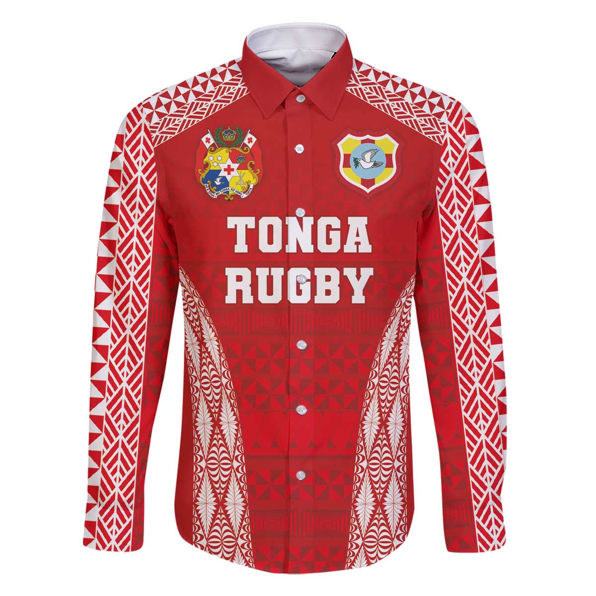 Custom Tonga Pacific Rugby 2024 Family Matching Off Shoulder Short Dress and Hawaiian Shirt Ngatu Tribal Pattern