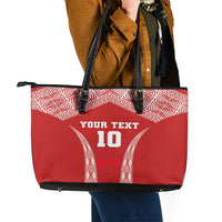 Custom Tonga Pacific Rugby 2024 Leather Tote Bag Ngatu Tribal Pattern