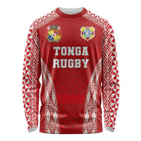 Custom Tonga Pacific Rugby 2024 Long Sleeve Shirt Ngatu Tribal Pattern