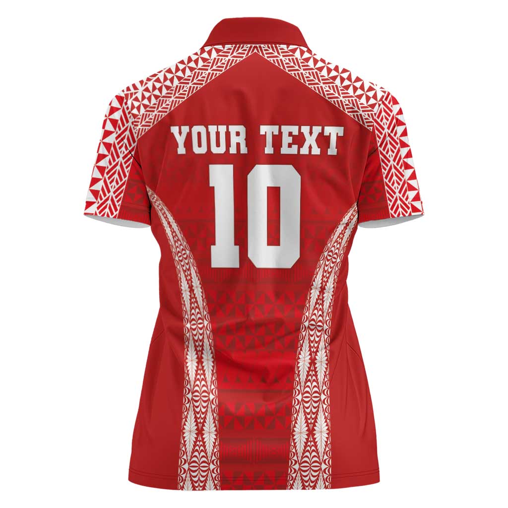 Custom Tonga Pacific Rugby 2024 Women Polo Shirt Ngatu Tribal Pattern