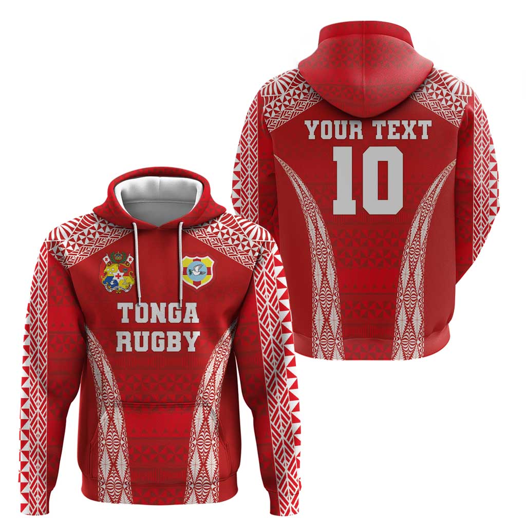 Custom Tonga Pacific Rugby 2024 Zip Hoodie Ngatu Tribal Pattern