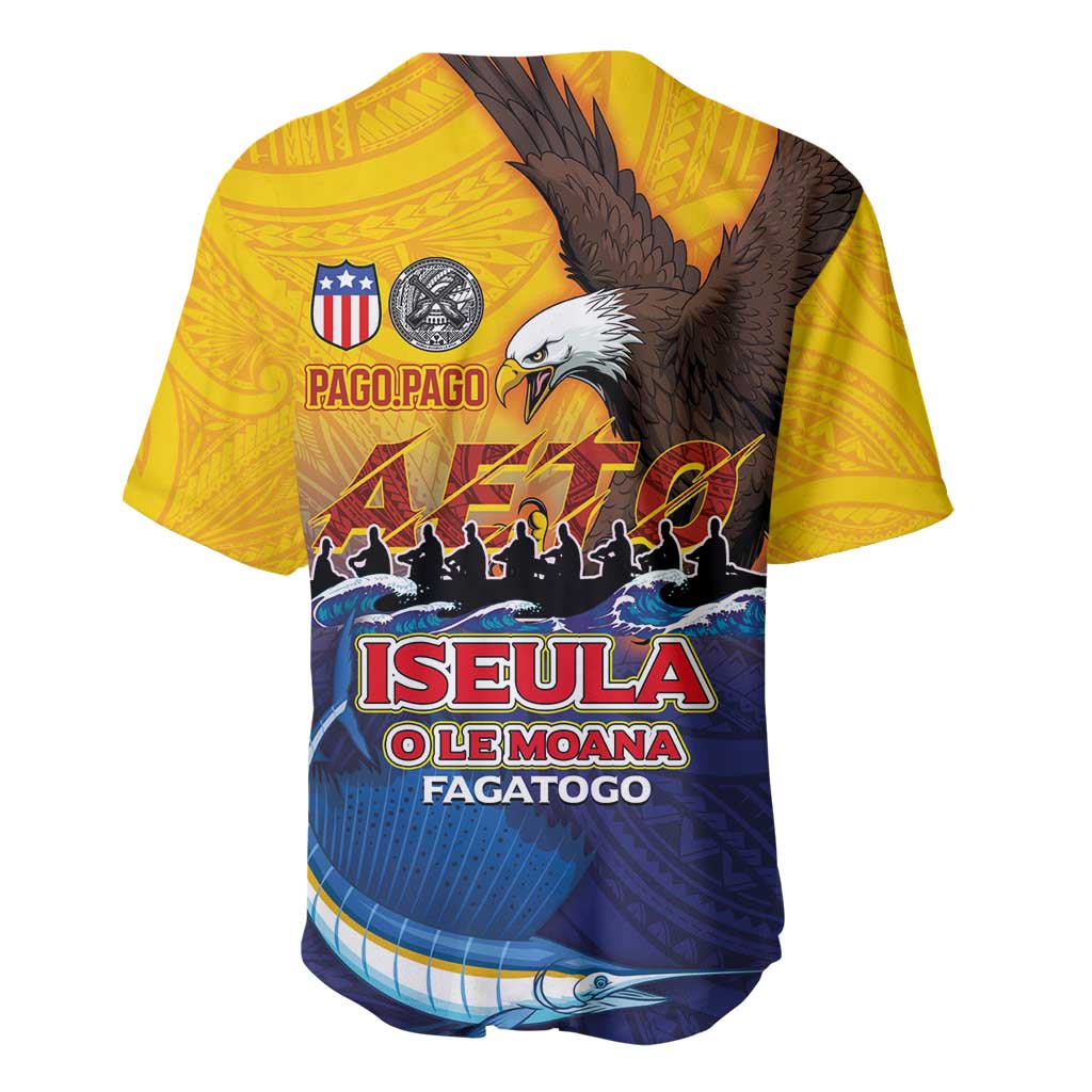 American Samoa Fautasi Baseball Jersey Bald Eage and Sailfish with Kakau Motifs LT03 - Polynesian Pride