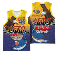 American Samoa Fautasi Basketball Jersey Bald Eage and Sailfish with Kakau Motifs - Polynesian Pride