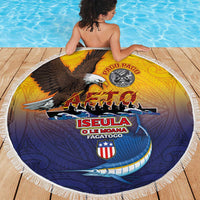 American Samoa Fautasi Beach Blanket Bald Eage and Sailfish with Kakau Motifs LT03 - Polynesian Pride