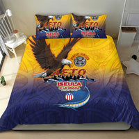 American Samoa Fautasi Bedding Set Bald Eage and Sailfish with Kakau Motifs - Polynesian Pride