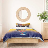 American Samoa Fautasi Bedding Set Bald Eage and Sailfish with Kakau Motifs - Polynesian Pride