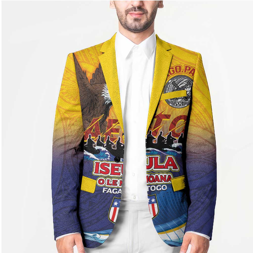 American Samoa Fautasi Blazer Bald Eage and Sailfish with Kakau Motifs - Polynesian Pride