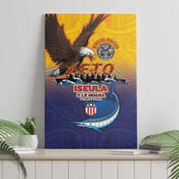 American Samoa Fautasi Canvas Wall Art Bald Eage and Sailfish with Kakau Motifs LT03 - Polynesian Pride