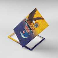 American Samoa Fautasi Canvas Wall Art Bald Eage and Sailfish with Kakau Motifs LT03 With Frame Yellow - Polynesian Pride