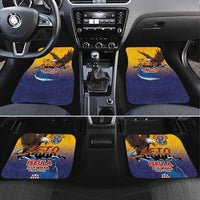 American Samoa Fautasi Car Mats Bald Eage and Sailfish with Kakau Motifs LT03 Set 4pcs Yellow - Polynesian Pride