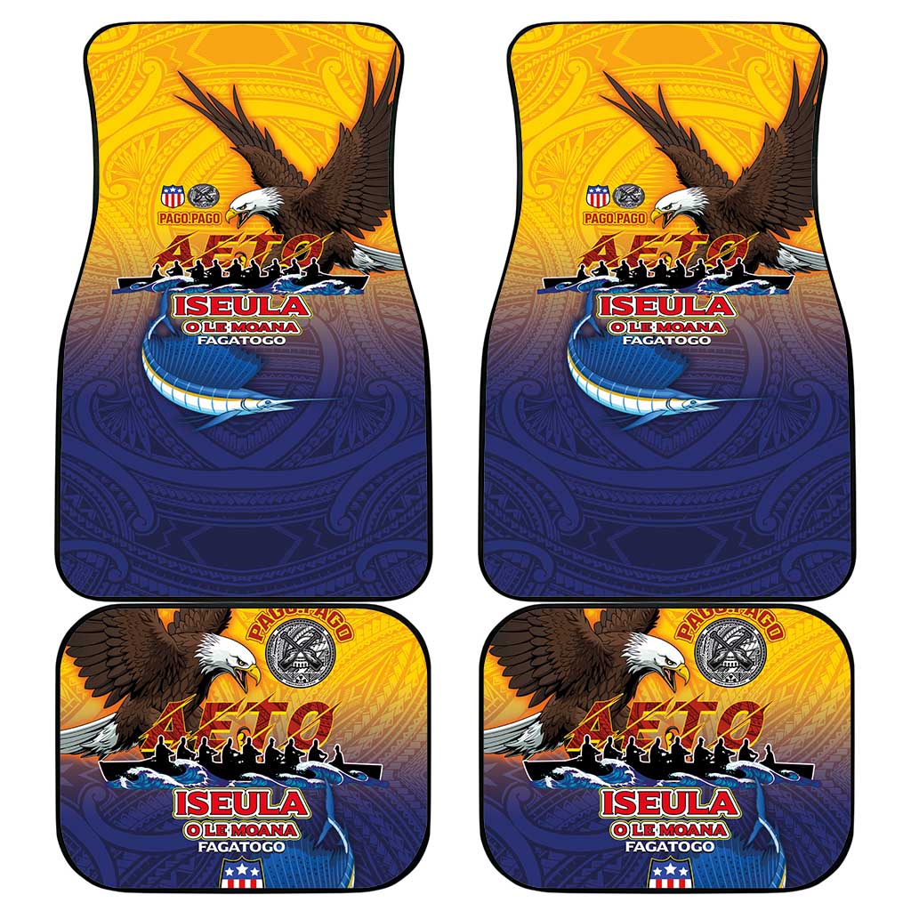 American Samoa Fautasi Car Mats Bald Eage and Sailfish with Kakau Motifs LT03 - Polynesian Pride
