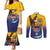 American Samoa Fautasi Couples Matching Mermaid Dress and Long Sleeve Button Shirt Bald Eage and Sailfish with Kakau Motifs - Polynesian Pride
