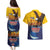 American Samoa Fautasi Couples Matching Puletasi and Hawaiian Shirt Bald Eage and Sailfish with Kakau Motifs - Polynesian Pride
