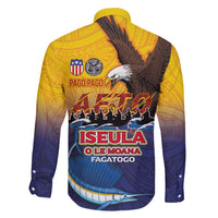 American Samoa Fautasi Family Matching Long Sleeve Bodycon Dress and Hawaiian Shirt Bald Eage and Sailfish with Kakau Motifs - Polynesian Pride