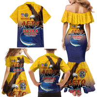 American Samoa Fautasi Family Matching Mermaid Dress and Hawaiian Shirt Bald Eage and Sailfish with Kakau Motifs - Polynesian Pride