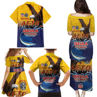 American Samoa Fautasi Family Matching Puletasi and Hawaiian Shirt Bald Eage and Sailfish with Kakau Motifs - Polynesian Pride