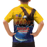 American Samoa Fautasi Family Matching Tank Maxi Dress and Hawaiian Shirt Bald Eage and Sailfish with Kakau Motifs - Polynesian Pride