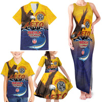 American Samoa Fautasi Family Matching Tank Maxi Dress and Hawaiian Shirt Bald Eage and Sailfish with Kakau Motifs - Polynesian Pride