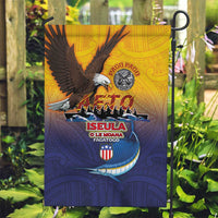American Samoa Fautasi Garden Flag Bald Eage and Sailfish with Kakau Motifs LT03 Garden Flag Yellow - Polynesian Pride